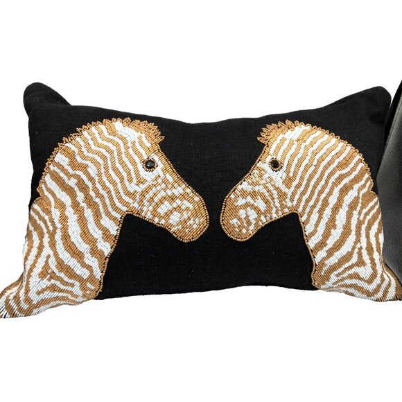 Jonathan Adler Beaded Animalia Zebra Pillow 20"x12" Ret $350 - Picture 1 of 7